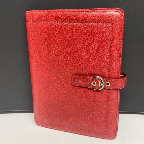 Franklin Covey Other - Franklin Covey Red Pebbled Leather Binder Planner